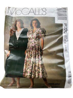 Vintage 90s McCalls P270 Sewing Pattern Size 8-10-12 Misses Dresses Retro CUT